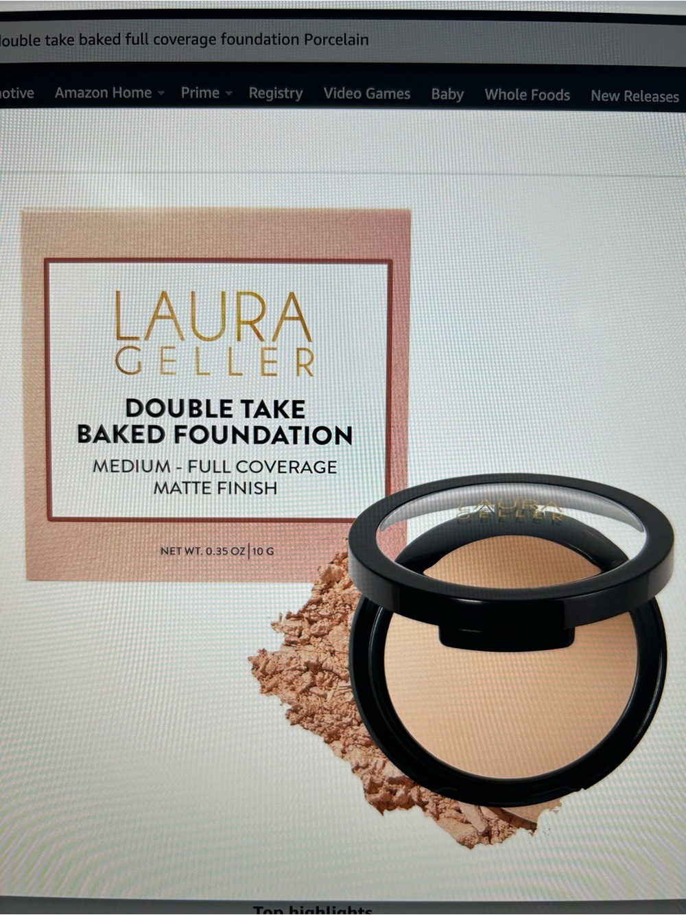 Laura Geller Double Take Baked Foundation - Porcelain Beige Matte finish. Sealed